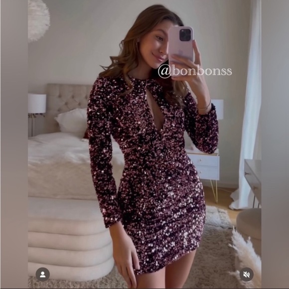 Size Small | Zara NWT Pink Sequin Long Sleeve Dress - Picture 12 of 16